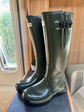 Hunter Balmoral Adjustable Neoprene Lined Size 6/39 Wellington Vibram Sole Olive