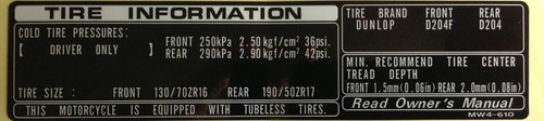 Honda rc45 rvf750r tyre - honda,