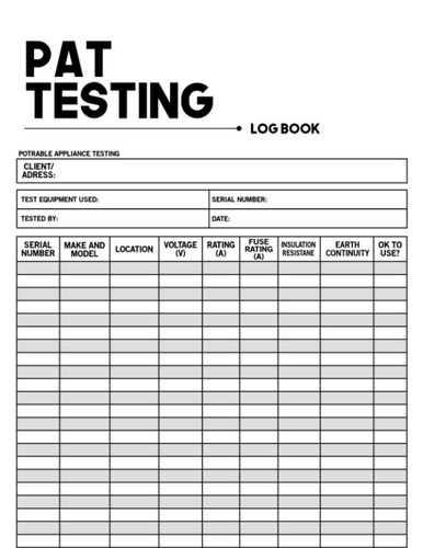 Pat testing log book portable - pat, book: