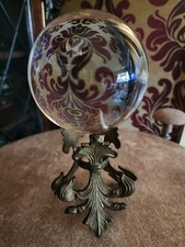 Vintage Crystal Glass Ball on a Brass Stand