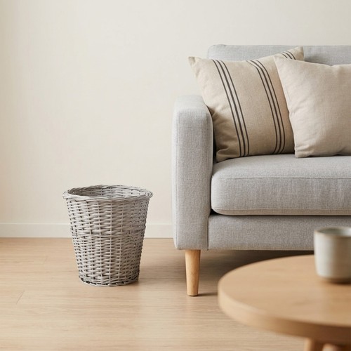 Wicker waste paper bin - waste,