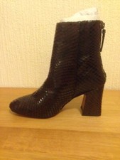 TOPSHOP 'BELIZE' BURGUNDY SNAKESKIN EFFECT BLOCK HEEL BOOTS NEW UK SIZE 5