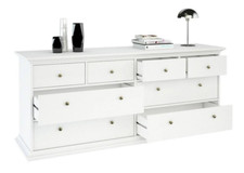PARIS FRENCH COUNTRY STYLE LARGE WIDE 8 DRAWER CHEST OF DRAWERS IN WHITE