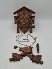 Cuckoo Clock Five Leaves with Bird Black Forest Damaged Untested See Description
