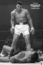 Muhammad Ali,Sonny Liston Knockdown Boxing Legend Black White Poster 61 X 91.5cm