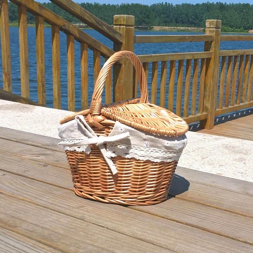 Wicker picnic basket with - wicker,