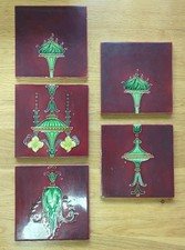 Antique 6 Inch Art Nouveau Fireplace Tiles x 5 