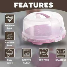 Plastic Cake Box Container Lockable Pastry Cup Cake Holder with Handle Clear Lid