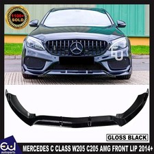 GLOSS BLACK FRONT LIP SPLITTER SPOILER FOR MERCEDES C CLASS W205 C205 AMG 2014+