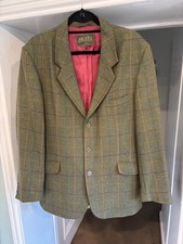 Musto Vintage Tweed Wool Country Green Check Blazer Jacket Size Large Ex Con