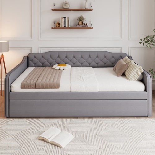 Double bed 135x190 grey - bed,