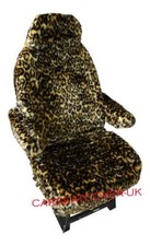 TALBOT EXPRESS LUXURY MOTORHOME SEAT COVERS - LEOPARD FAUX FUR + ARMREST COVERS