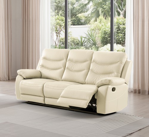 Cream italian leather seater - leather, 3