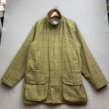 Alan Paine Tweed Coat Men Large Green Check Shooting Field Jacket Combrook Style
