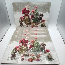 Pimpernel Santa With Kids Marcello Corti Cork-Backed Board Placemats - Set of 4