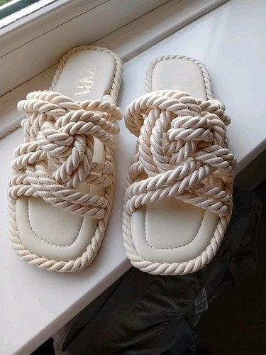 Zara cream rooe slides - zara, 5