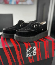 TUK Viva High Creeper Black Velvet Shoes Size Brand New