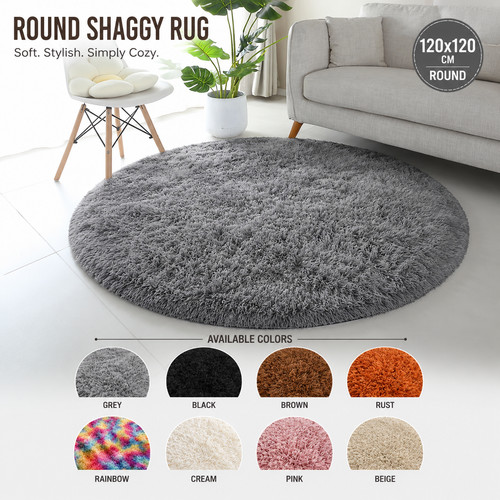 Circle round shaggy rug - circle, living
