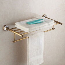 Antique Brass Wall Mounted Bathroom Towel Rail Holder Storage Rack Shelf Bar