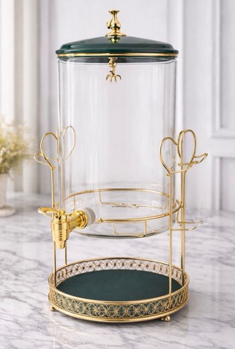 Glass drinks dispenser gold - glass,