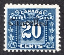 FX76, van Dam, Canada, Excise, 20c,Precancel, "International Playing Card Co".