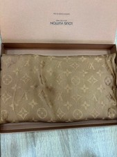 Louis Vuitton Large Beige Silk Wool Stole 140x140 Used
