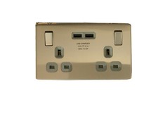 LAP 533KJ 13A 2-Gang SP Switched Socket + 3.1A 2-Outlet USB Charger