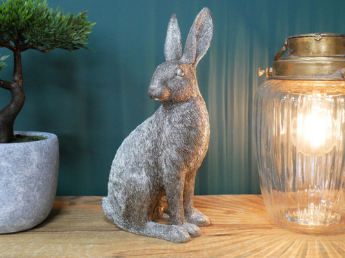 Bronze silver resin rabbit - bronze,