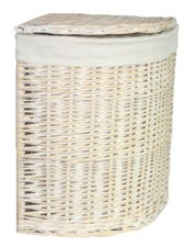 Corner White Wash Laundry Basket with a White Lining