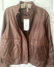 Lacoste ladies soft lamb leather jacket, cotton lining, zip front, 12, NWT, $625