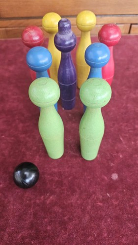 Vintage wooden table skittles - table,