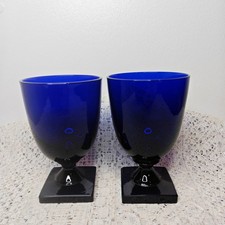 Vintage Cobalt Blue pair wine