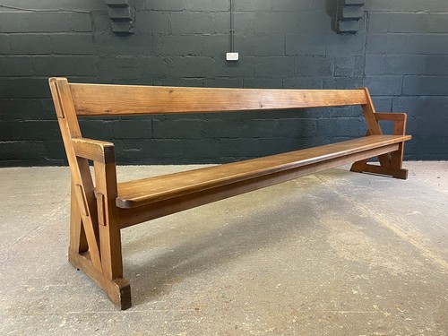 Antique pine church pew - church,