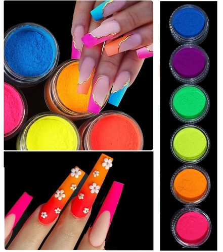 Neon colour nail art - nail, pigment