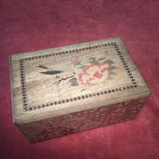 Vintage Wooden Japanese  Secret Opening Puzzle Box  with Original Gift Inside 
