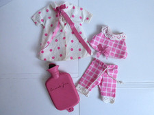 Vintage 1960's Amanda Jane Polka Dot Robe, PJ's & Pink Hot Water Bottle, VVG 