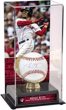 Mookie Betts Red Sox Signed Baseball/2018 AL MVP Gold Glove Display Case w/Image