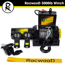 Electric Winch 3000lbs 12v RocwooD Steel Heavy Duty Fairlead Remote Control