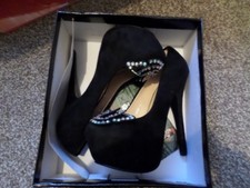 Sergio Todzi Encrusted Butterfly Platform High Heels Black Size 4/37