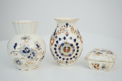 3pc zsolnay porcelain vases - zsolnay,
