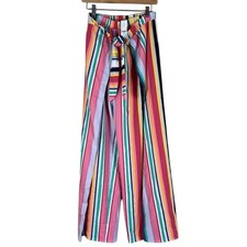 NWT New York & Company Wide Leg Palazzo Pants Petite S Multicolor Striped Beachy