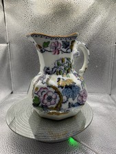 JUG PITCHER MASON’S PATENT IRONSTONE CHINA FLORAL & BIRDS VINTAGE COLLECTABLE