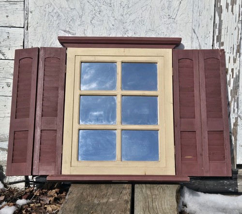 Vintage wood window shutter - window,