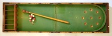 ANTIQUE TABLE TOP FOLDING BAGATELLE BILLIARDS GAME with MACE & BALLS c1850