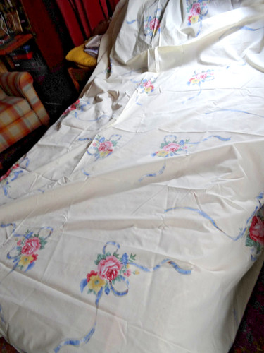 Vintage sheeting fabric shabby - vintage,