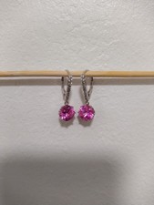 Diamonique Earrings Pink