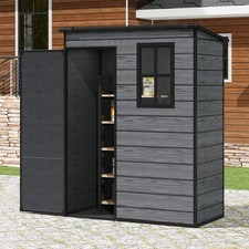 Lockable Plastic Garden Storage Shed with Window Outdoor Pent Tools Sheds House