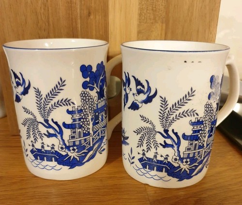 Mugs pair blue white - mugs,