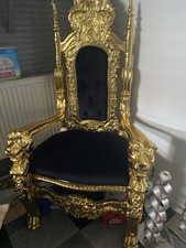 Gold Black Large Throne Chair