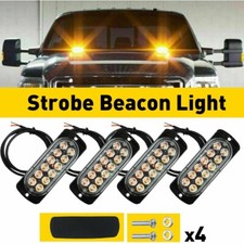 4x Amber 18W 12LED Strobe Warning Work Light Bar Emergency Strobe Flashing Lamps